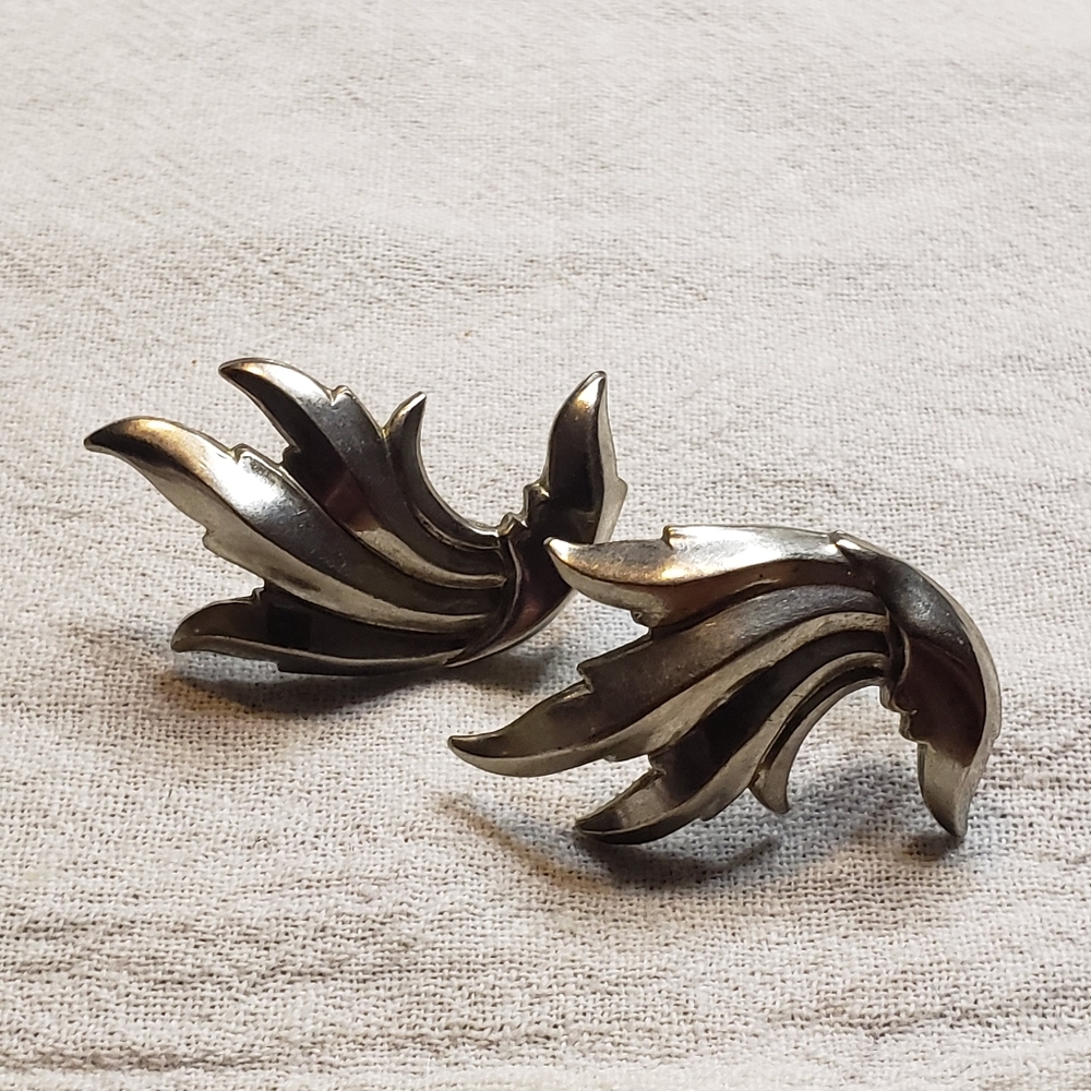 Silver Leaf Clip-On Earrings By Lisner